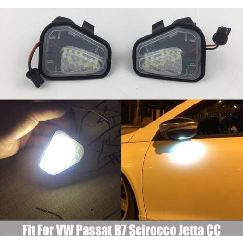For VW Volkswagen VW B7 white LED Side Mirror Puddle Lights Jetta Passat CC Scirocco 2Pcs Canbus Lamp