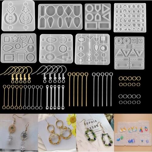Earring Pendant Resin Molds With Ear Hook Silicone Mold For DIY UV Epoxy Resin Dried Flower Casting Moulds Jewelry Making Tools