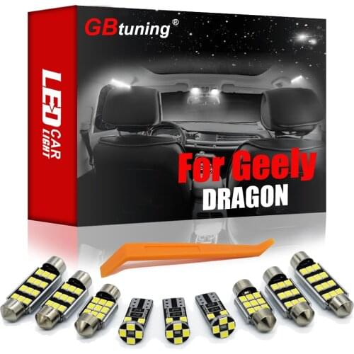 GBtuning Canbus Error Free LED 10PCS For Geely DRAGON 2007+ Vehicle Interior Dome Map Glove Box Trunk Lamp Accessories Light Kit