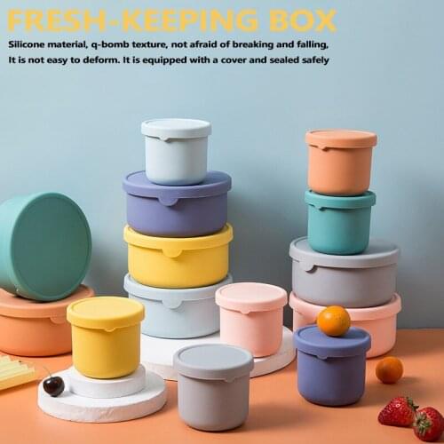 HOT Silicone Bento Boxes Cylinder Lunch Container with Lids Leakproof Food Storage Container for Student Office