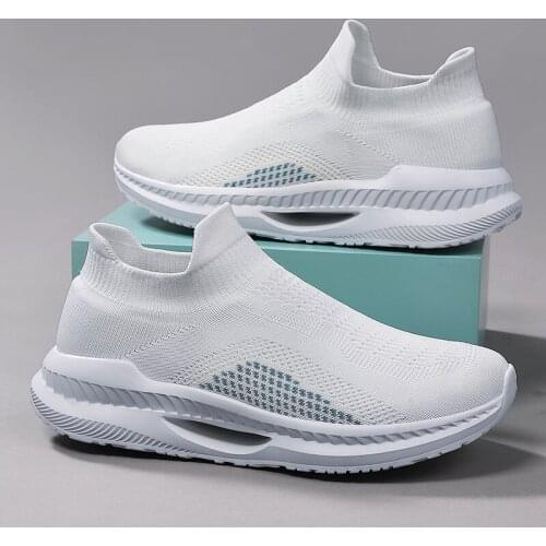 Personality Trend Mesh Lazy Shoes Flying Knit Socks Shoes Ladies One-Step Casual Shoes High-Elastic Korean Sports Shoes