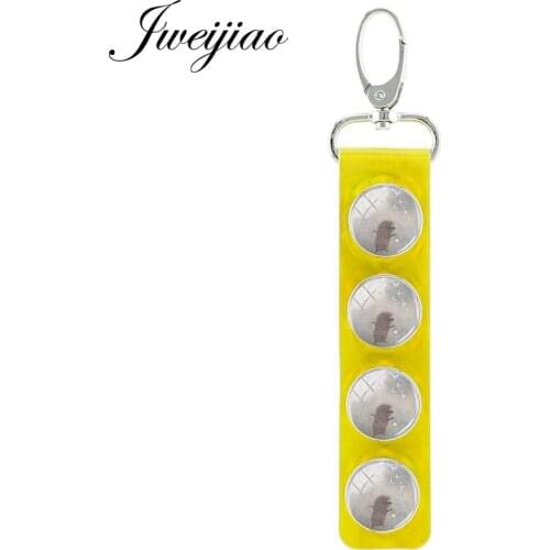 JWEIJIAO Hedgehog In The Fog Cute Round Glass Keychain Yellow Leather Key Chains Snap Button Pendant Keyring Jewelry Gifts H222