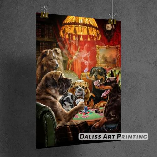 Canvas animal Dog Playing Poker Game Pictures Home Decoration Paintings Poster HD Prints Wall Art Modular Living Room Framed