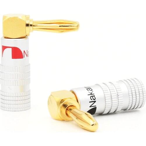 12pcs 24K Gold Plated 90 Degree Angel 4mm Banana Plug Speaker Connector