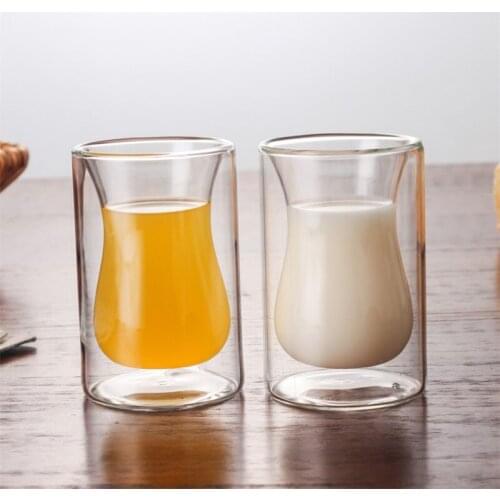 Creative Beauty Waist Double Wall Transparent Heat-Resistant Cappuccino Coffee Mug Milk Tea Juice Breakfast Cup Beer Wine Glass