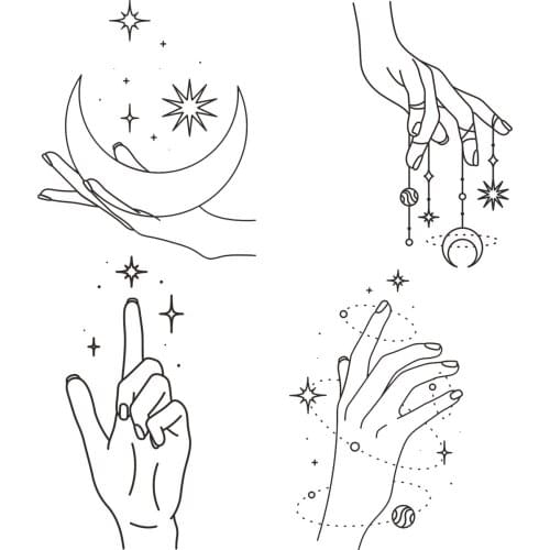 Creative Wall Art Decal Simple Style Hand Stickers Moon And Stars Decorations Living Room Home Decor Waterproof Adhesive Poster