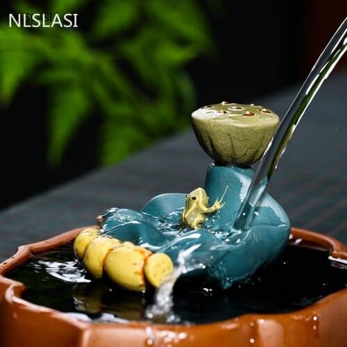 Creativity Lotus leaf frog Purple Clay Tea pet Ornaments Lucky tea Figurine Boutique Tea decoration Accessories Handmade Crafts