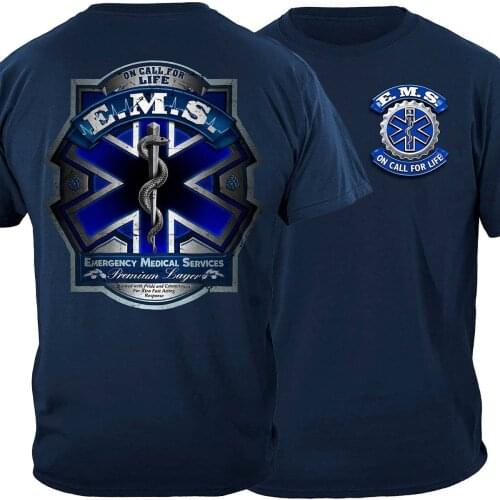 Creative Design EMS Label Star of Life Badge T-Shirt. Summer Cotton O-Neck Short Sleeve Mens T Shirt New S-3XL