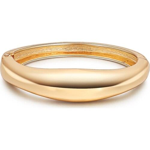 ORNAPEADIA Hot Selling Bracelet Womens Jewelry Minimalist Wild Wide Line Bracelet for Women Glossy Gold Plated Bracelet