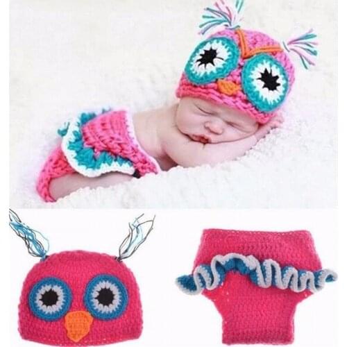 Lovely Baby Infant Knitting Clothes Handmade Costume Photography Props Diaper Cover Hat