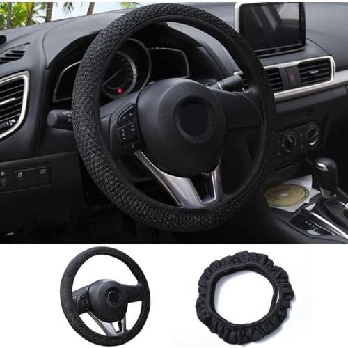 Soft Steering Wheel Cover Auto Anti-slip Safety Automotive Interior Parts Car Decoration Summer 38CM With Elastic Braiding Cover
