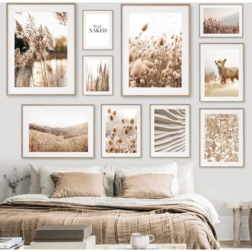 Nordic Posters And Prints Wall Pictures Beige Beach Grass Sweet Reed Sand Fox Wall Art Canvas Painting Living Room Home Decor