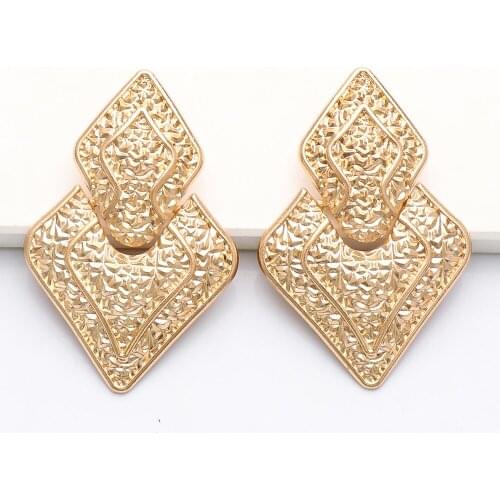 New Exaggerated Gold Square Earring Fashion Metal Drop Dangle Earring Statement Luxury Ear Ring for Women Jewelry Accessory