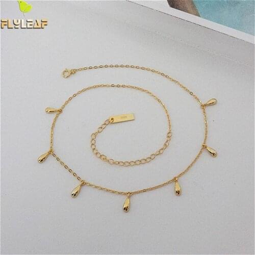 Flyleaf Water Drop 18k Gold Choker Necklace 100% 925 Sterling Silver Short Necklace For Women Fine Jewelry Fashion Chain Luxury