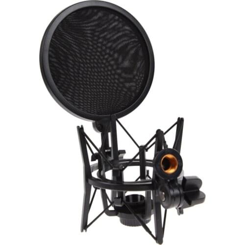 Professional Microphone Mic Shock Mount with Shield Articulating Head Holder Stand Bracket for Studio Broadcast