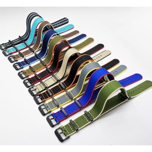 Premium Quality 20mm 22mm Nylon Seatbelt Watch Band Nato Strap for Military Watch Wristwatch Universal ZULU Bands Replacement