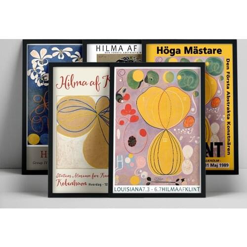Swedish Hilma af Klint Exhibition Poster Vintage Colourful Abstract Canvas Painting Wall Art Prints Picture for Home Decoration