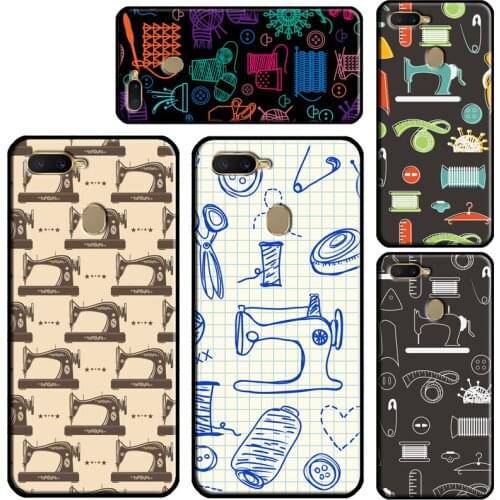 Sewing machine tailor elements pattern Phone Case For OPPO A91 A15 A5 A9 A53 A31 2020 A5S A3S A1K A52 A72 F5 F7 Reno 2 Z 4 Pro