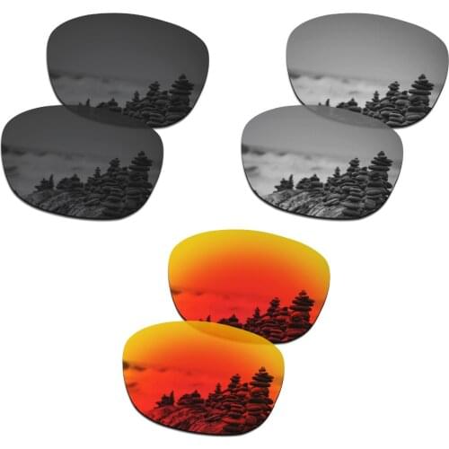 SmartVLT 3 Pairs Polarized Sunglasses Replacement Lenses for Oakley Drop In Stealth Black and Silver Titanium and Fire Red