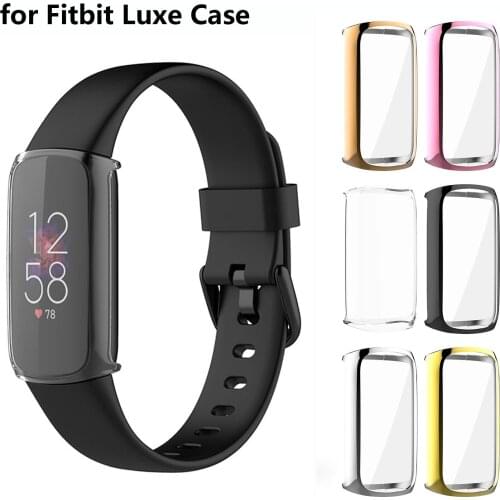 Compatible with Fitbit Luxe Screen Protector Case, All Around Protective Case Soft TPU Plated Anti Scratch Full Cover for Luxe