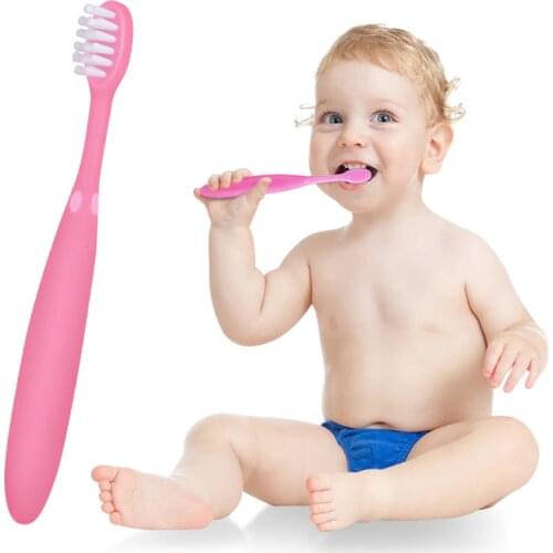 Y-kelin 0-6 aged baby toothbrush children for kids 0-3 3-6 years old soft silicone chewable handle bristle gum