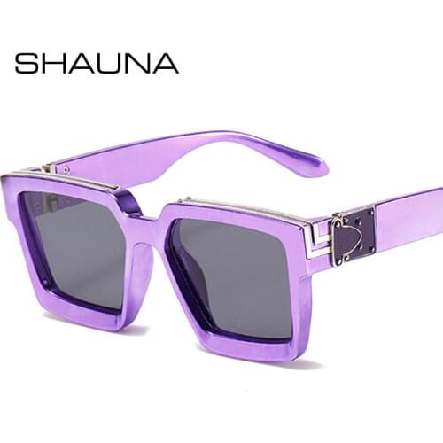SHAUNA Retro Square Luxury Women Sunglasses Fashion Brand Designer Colorful Eyewear Shades UV400 Men Silver Mirror Sun Glasses
