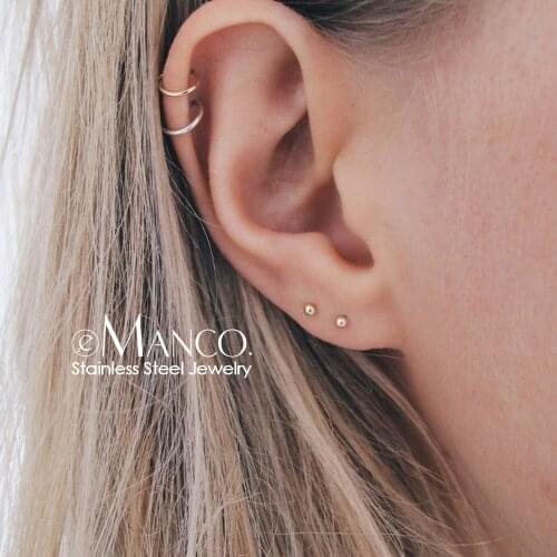 E-Manco korean style stainless steel earrings for women Minimalist Small Stud Earrings Set Fashion Jewelry