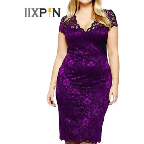 Plus Size Women Summer Dresses Sexy V Neck Womens Dress Ladies Hollow Lace Party Clubbing Bodycorn Dress Evening Gown Vestido
