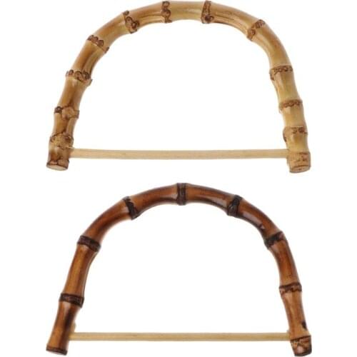 N7MF 1Pc D shape Bamboo Handle for Handmade Handbag DIY Tote Purse Frame Making Bag Hanger 11cm