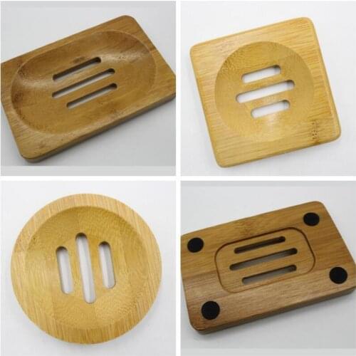 100pcs Bath Shower Natural Bamboo Wooden Soap Dish Tray Holder Storage Soap Rack Container LX7961