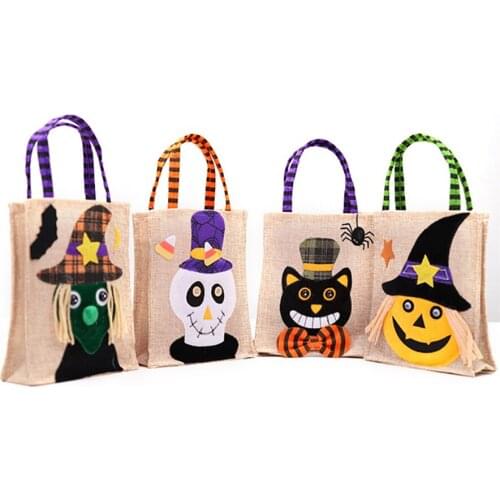 100 pcs Halloween Candy Bags Trick or Treat Candy Tote Bags Cartoon Pumpkin Witch Bag for Kids Halloween Themed Party Gift Favor