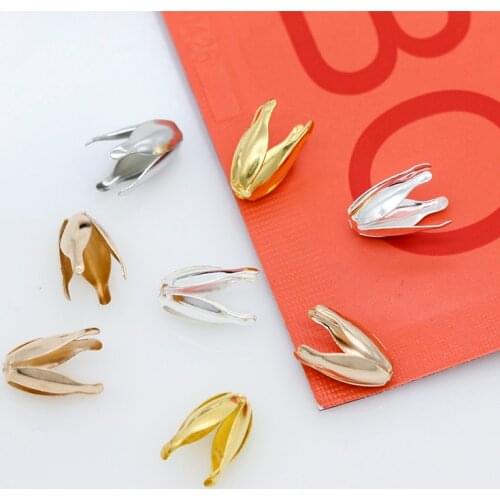 100p 13mm Silver Gold Plated Flower Petal Spacer Beads End Caps Beads Caps jewelry Making Findings DIY Beading jewellery Beads