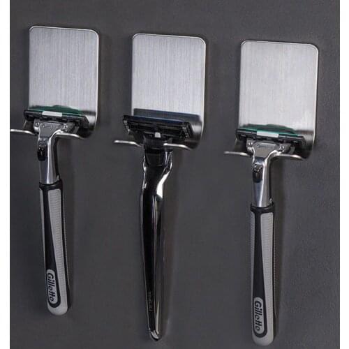 2/4pcs Free-punch Razor Holder Men Shaver Shelf Rack Bag Key Wall Hook Towel Storage Organizer Kitchen Bathroom Accessories