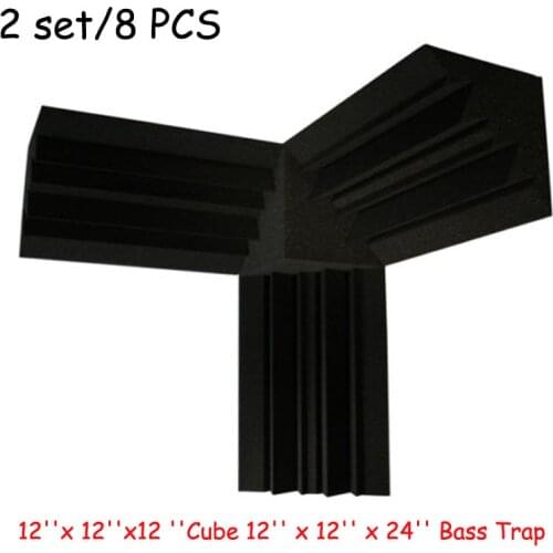 2Set/8PCS Acoustic Foam Corner 12''x 12''x12 ''Cube 12'' x 12'' x 24'' Bass Trap Put on the Corner Wall
