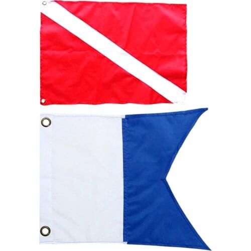 2pcs Diver Down Flag Safety First Aid Symbol Marker Banner for Scuba Diving Safety Gear Boat Cabin Flags