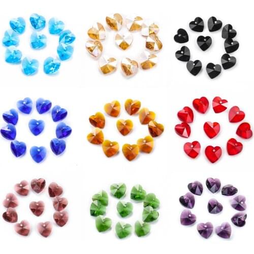 20pcs AB Glass Crystal Love Heart Beads Pendant Sun Catcher Charms DIY Jewelry Making Necklace Earring Chandelier Hanging Dangle