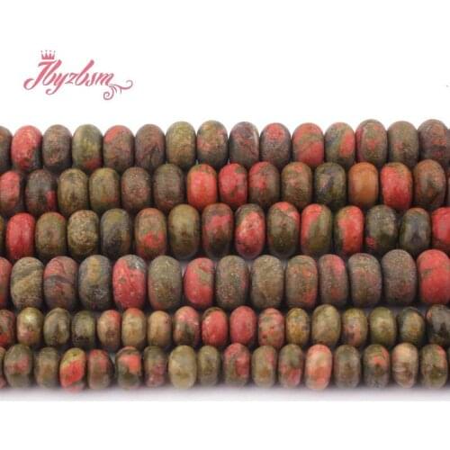 3x6,4x8mm Smooth Frost Rondelle Multicolor Unakite Natural Stone Bead For DIY Necklace Bracelets Jewelry Making 15"Free Shipping