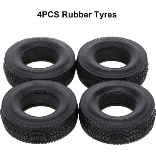 4Pcs 85mm Rubber Tyres Wheel Tires 25mm Width with Sponge Compatible for 1:14 Tamiya Tractor Trucks RC Car