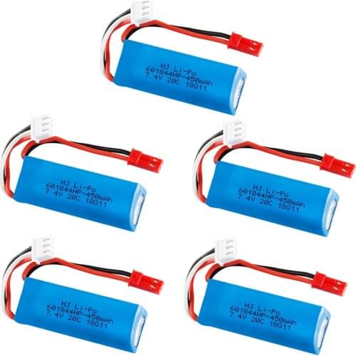 7.4V 450mAh 20C Lipo Battery for WLtoys K969 K979 K989 K999 P929 P939 RC Car spare Parts 601844 2s 7.4v Battery 1pcs to 10pcs