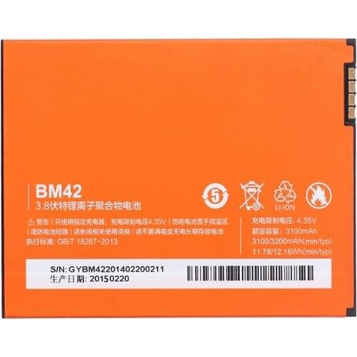 AZK Top Quality New Phone Battery BM42 For Xiaomi Redmi Note 4G Prime Hongmi Note 3100mAh Li-ion Replacement Batteries BM 42