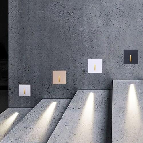 BEIAIDI 3W Outdoor Indoor Led Stair Light Recessed Step Lamp Aluminum Stairway Corridor Wall Light Embedded Footlight AC85-265V