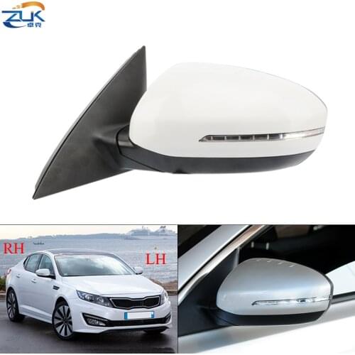 ZUK Exterior Car Side Mirror Assy For KIA K5 Optima 2011-2015 Outside Rearview Mirror Assembly Unpainted Turn Signal Folding