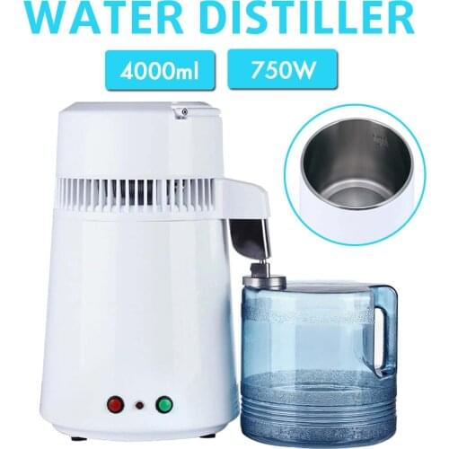 Newest 750W 4000ml Household Pure Water Distiller Water Purifier Container Stainless Steel Water Filter Device Distilled Water