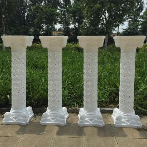 European Style 98 cm Height White Upscale Plastic Hollow Roman Column Wedding Welcome Area Decoration Photo Booth Props Supplies