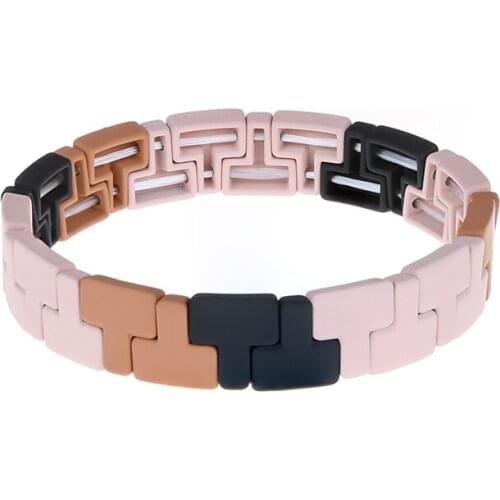 JBL0010 2020 Fashion Bohemian colorful Bracelet Enamel Geometric trapezoid Stackable bracelet Charm Europe charm women jewelry