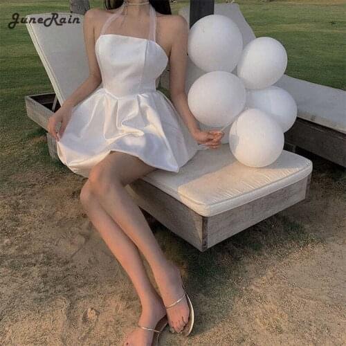 JuneRain Summer Sexy Elegant Strap Dress Women Sweet Sleeveless Party Mini Dress Casual Kawaii Beach Club Fairy Dress 2021 New