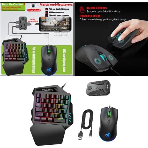 Compact Keyboard with Mouse LED Backlit Higher Precision Fitment Supplies Parts for Android Gaming Cyber Game PC Laptop Home Boy