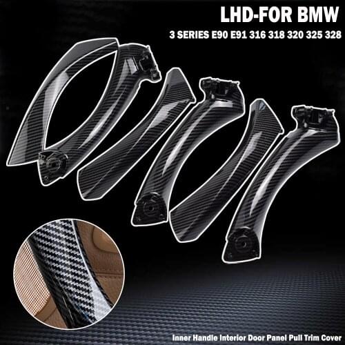 LHD RHD Car Interior Transfer Printing Carbon Fiber Pull Handle Cover Trim For BMW 3 series E90 E91 316 318 320 325 328i
