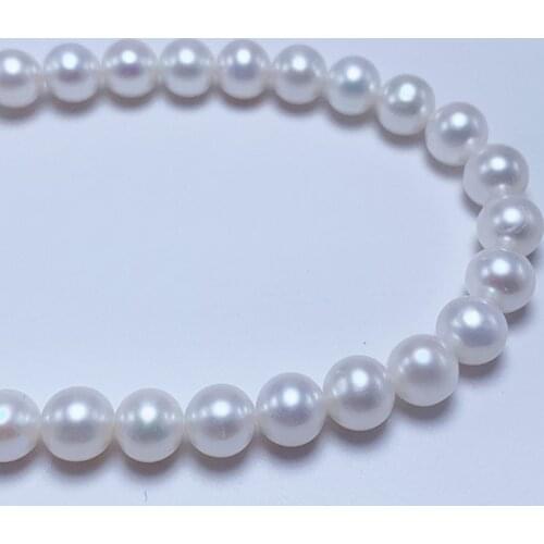 MADALENA SARARA AAA Freshwater Pearl Necklace Strand Natural White Pearl Micro Flaw Perfect Round 8.0-13.0mm For Jewelry Making