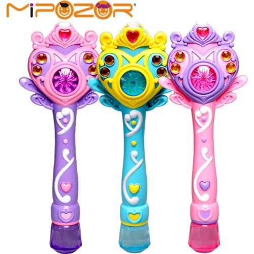 MIPOZOR Fully-automatic bubble machine magic wand bubble gun toy bubble with music and light children party birthday gift Girls